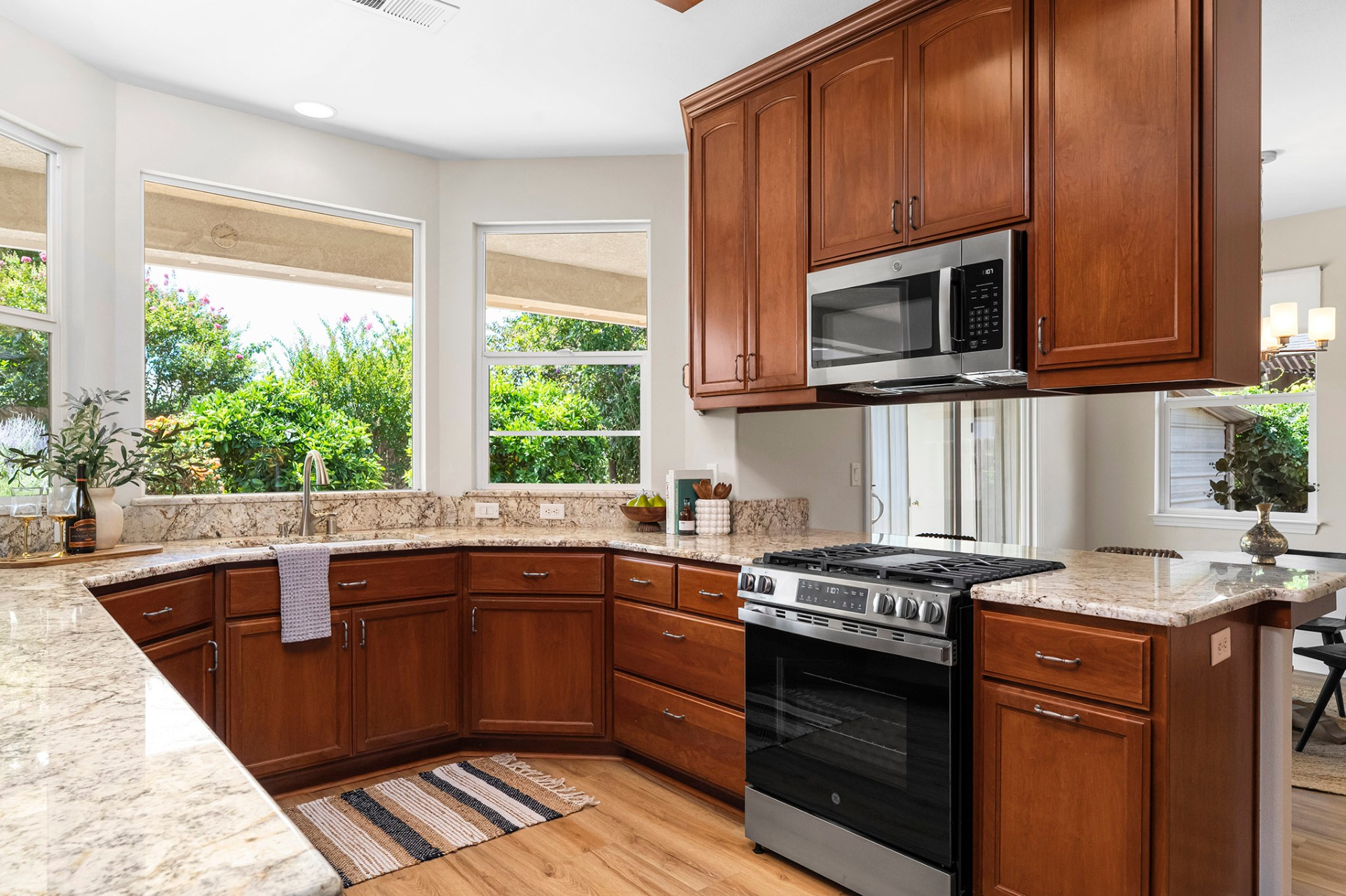 Gas range and prep counters