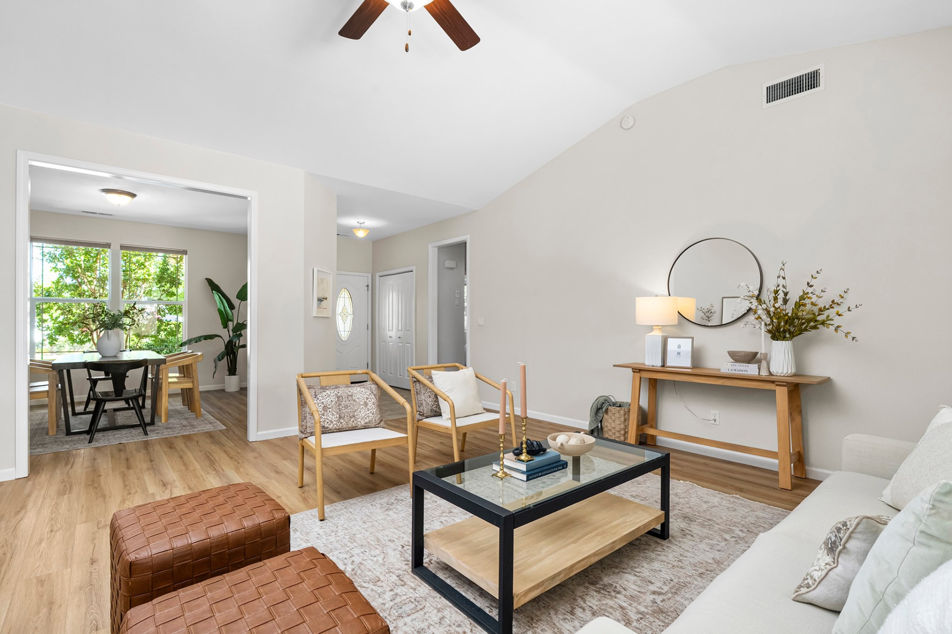 Open living and dining flow