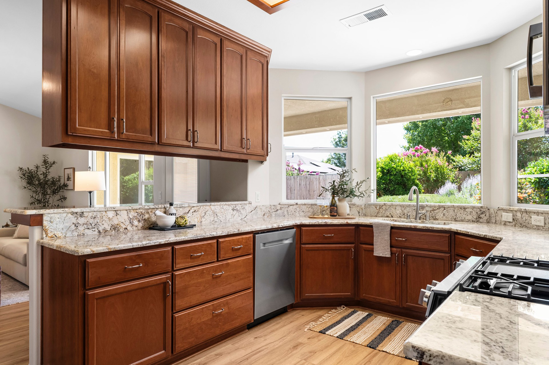 Cherry cabinetry and granite counters