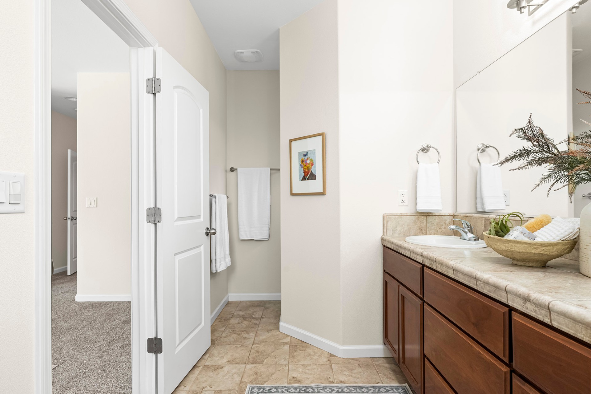 Guest bath entry with vanity