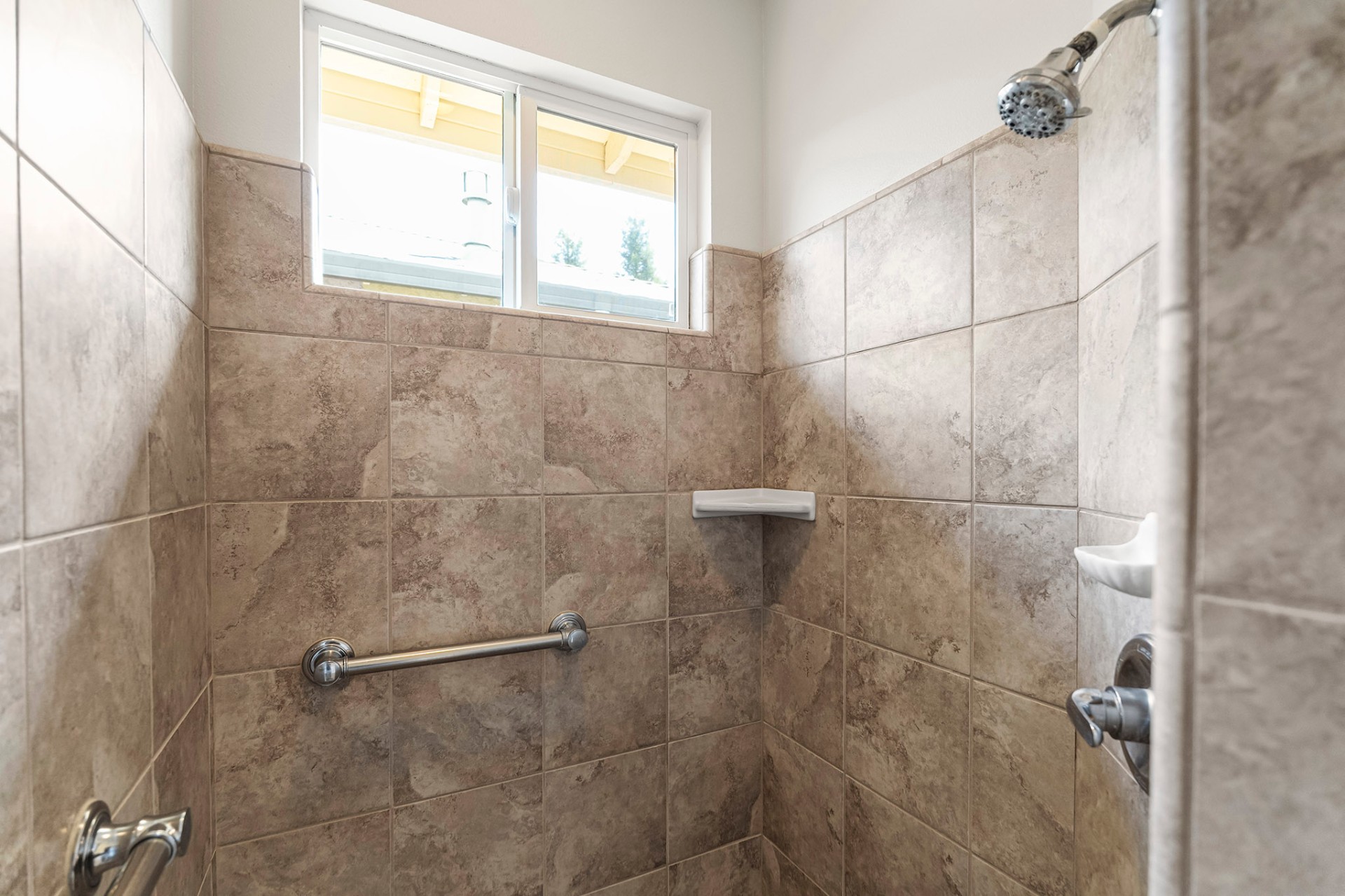 Tiled walk-in shower