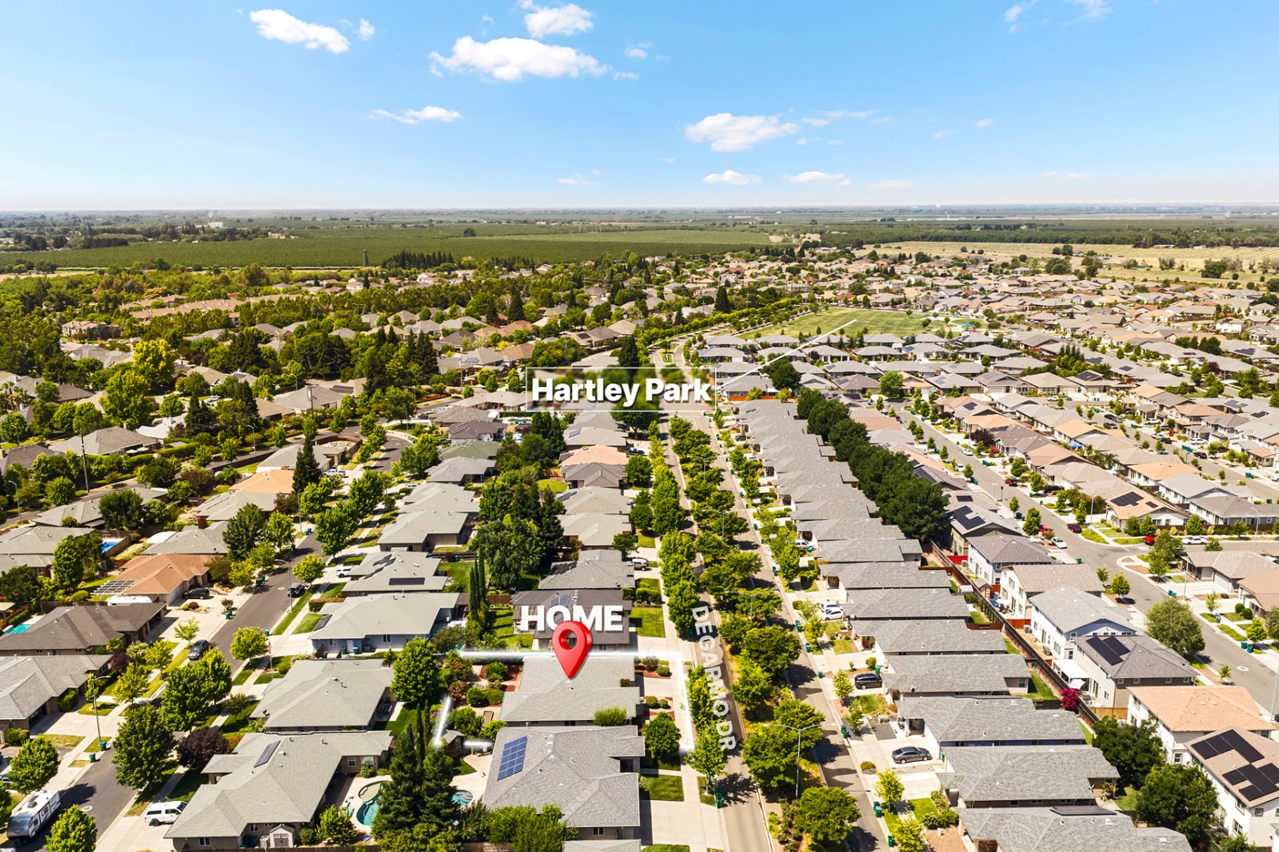 Aerial toward Hartley Park