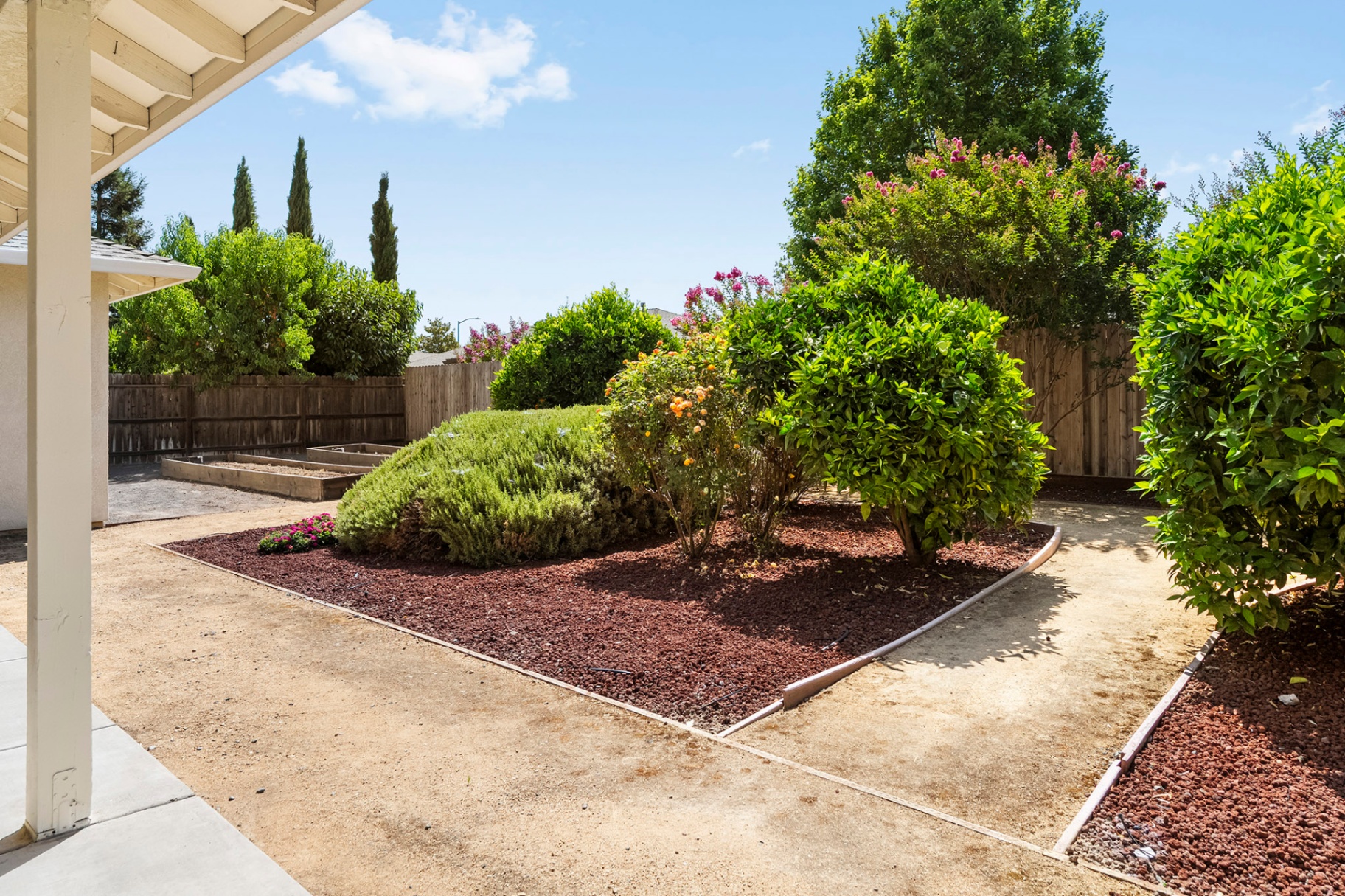 Landscaped backyard garden