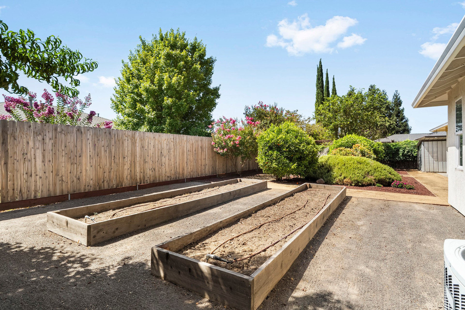 Garden beds with drip irrigation