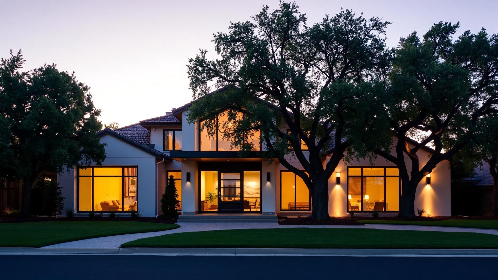 Front exterior of 125 DeGarmo Drive at golden hour